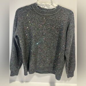 LOFT Rainbow Sequin Gray Sweater – Women's Size Medium